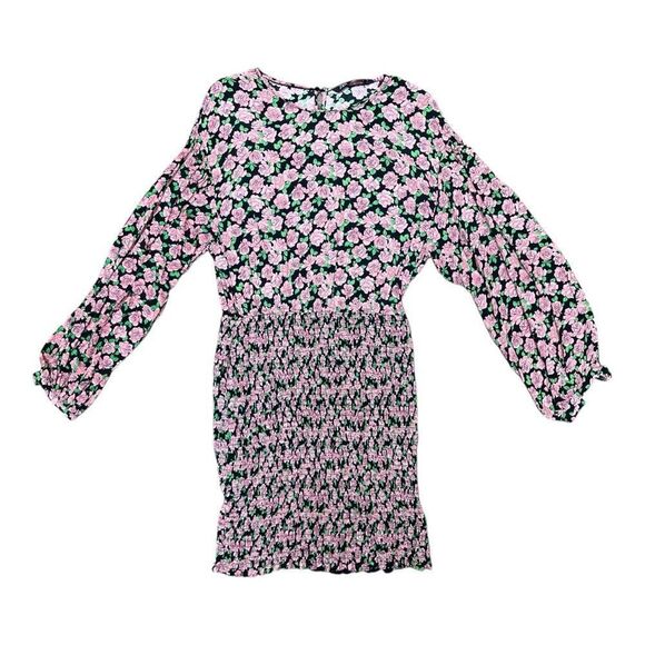 Zara Blogger Fave Spring Summer Rose Print Floral Pattern Ruched Mini Dress Sz L - Picture 6 of 6